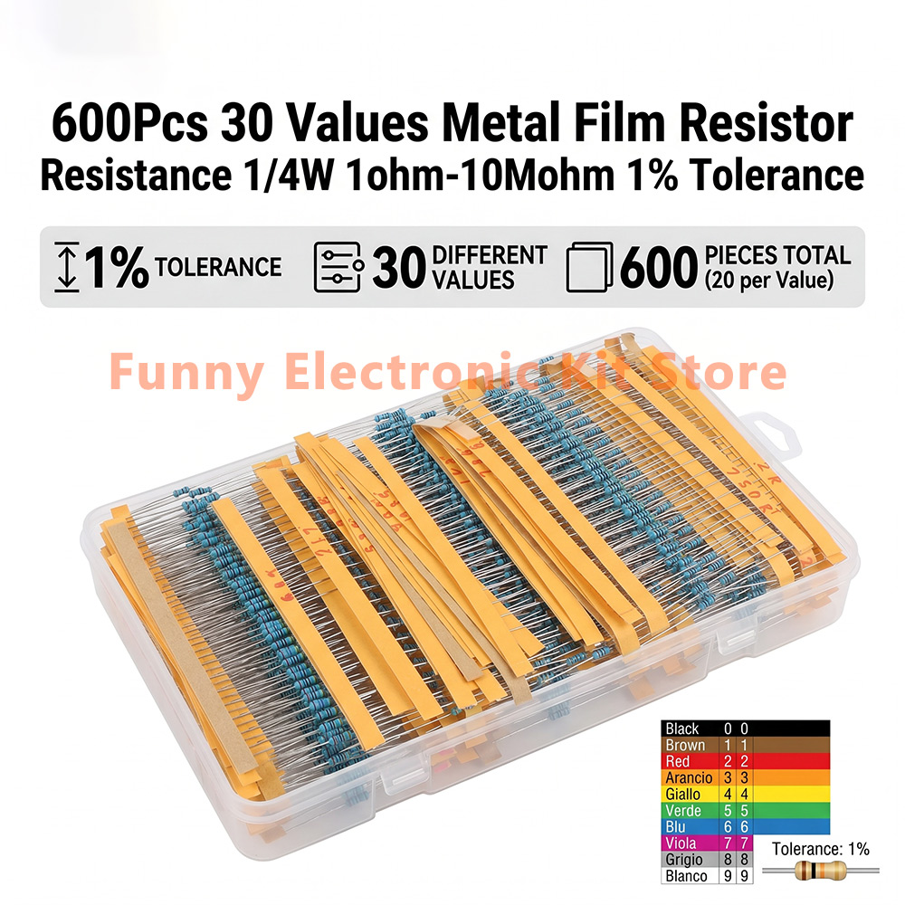 600 Pcs Assorted Metal Film Re - Resistor Kit 1 4W 评论和价格