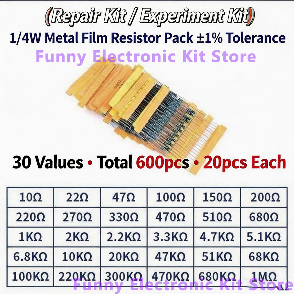 600 Pcs Assorted Metal Film Re - Resistor Kit 1 4W 评论和价格