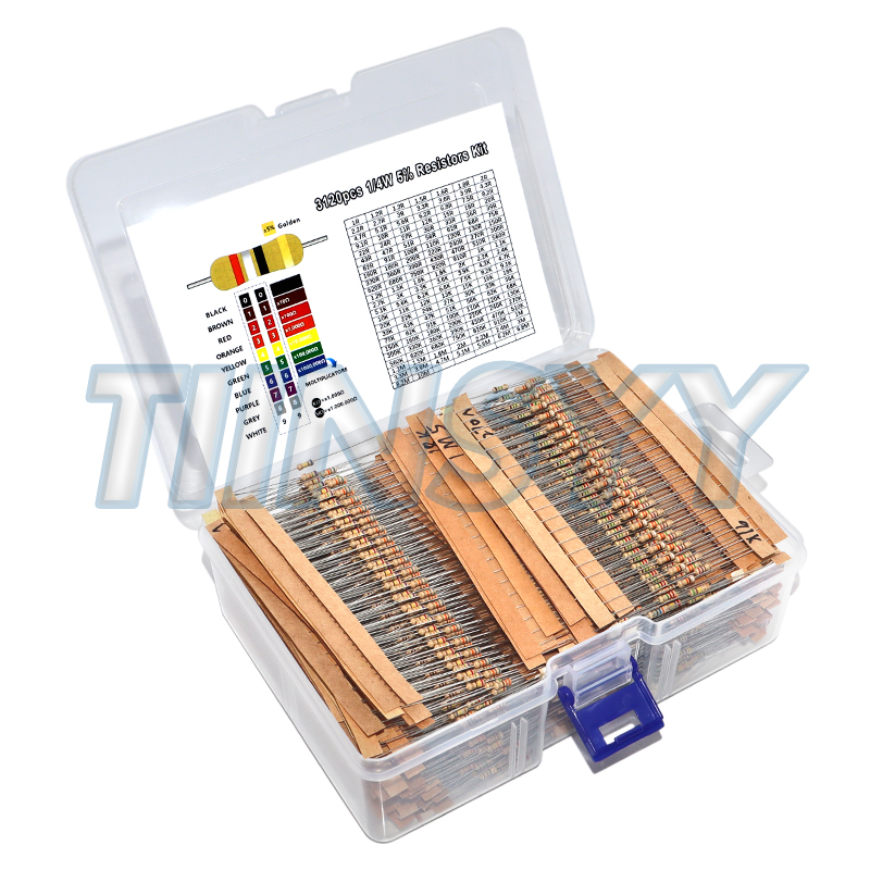 3120pcs 156 Values 1 -10M Ohm  - Resistor Kit 1 4W 评论和价格