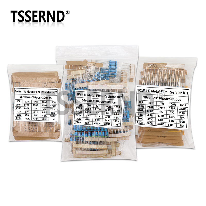 300PCS 1/4W 1/2W 1W 1% Metal F - Resistor Kit 1 4W 评论和价格