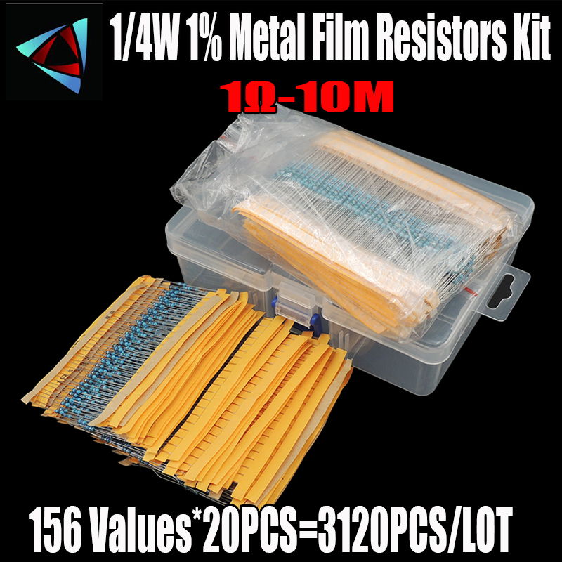 3120Pcs/lot 156 Values 1/4W 0. - Resistor Kit 1 4W 评论和价格