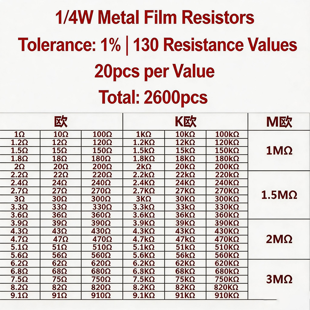 2600pcs Metal Film Resistors A - Diy Electronics Components Kit 评论和价格