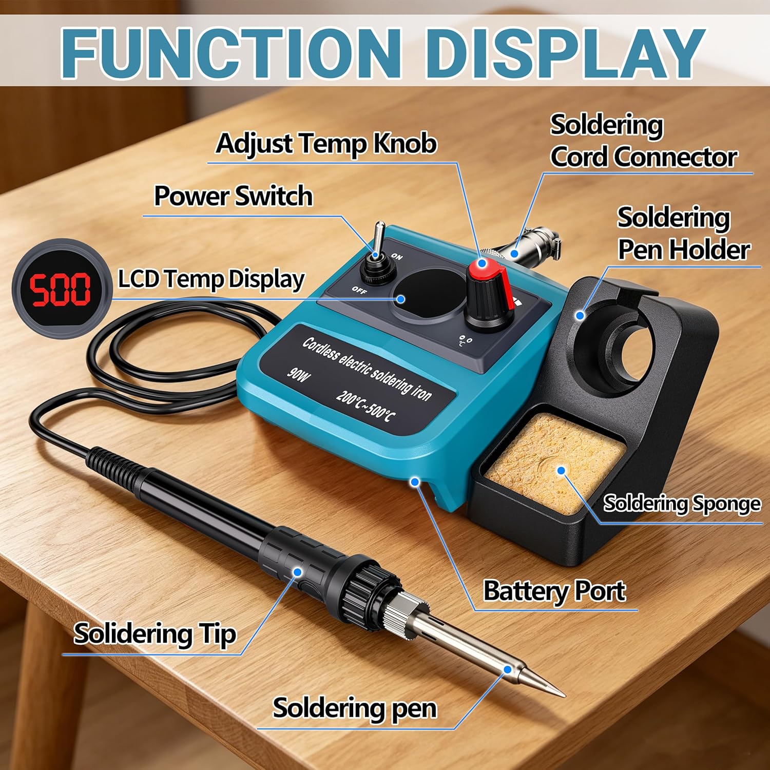 90W LED Digital Cordless Solde - Diy Electronics Repair Kit 评论和价格