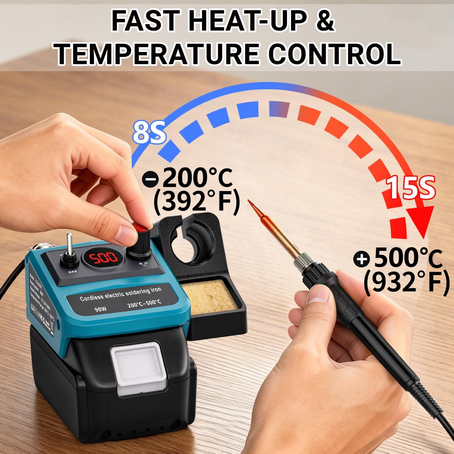 90W LED Digital Cordless Solde - Diy Electronics Repair Kit 评论和价格
