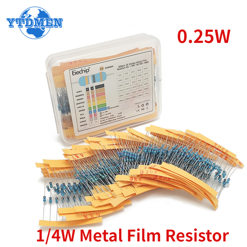 300-600PCS 1/4W Metal Film Res - Resistor Kit 1 4W 评论和价格
