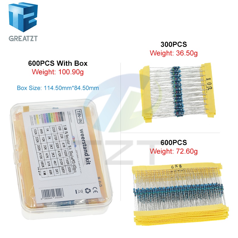 GREATZT 600pcs/set 30 Kinds 1/ - Resistor Kit 1 4W 评论和价格